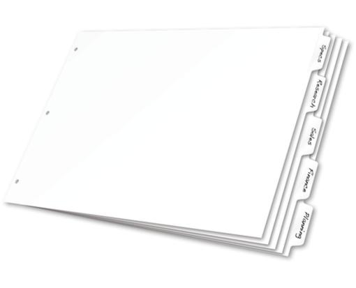 11 x 17 5-Tab, White Writen Erase Tab Divider