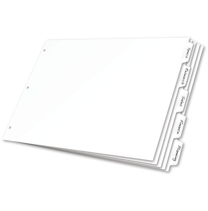 11 x 17 5-Tab, White Writen Erase Tab Divider