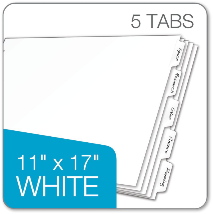 11 x 17 Write 'n Erase Dividers (5 Tab) White