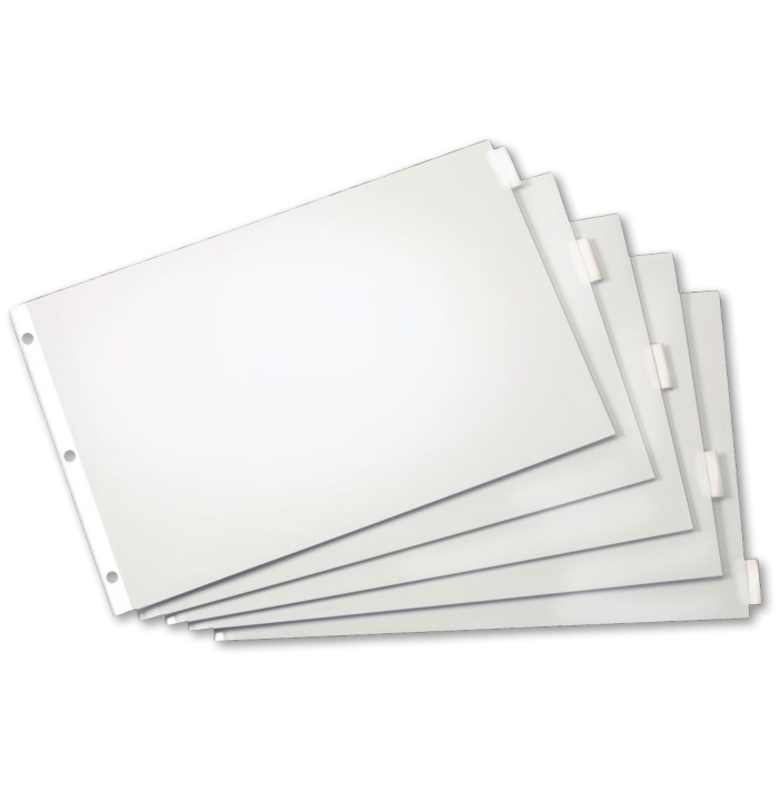 11 x 17 Paper Insertable Dividers (5 Tab) Clear