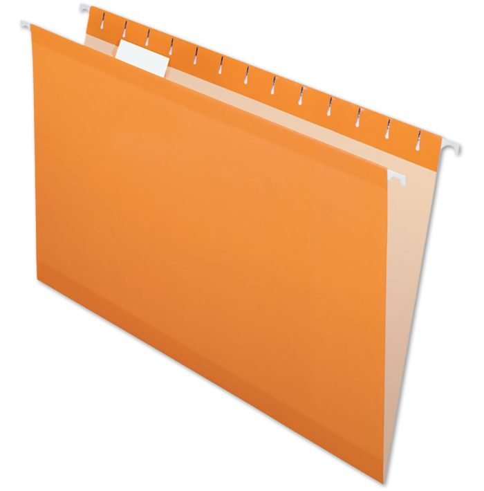 Legal Size Pendaflex Reinforced (1/5 Cut) Hanging Folder (Pack of 25) Orange