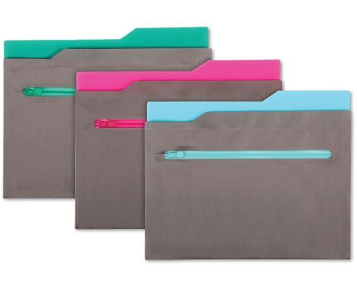 File Cabinet Pocket With Zip Envelope Assorted