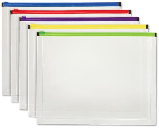 Letter Size Pendaflex Poly Zip Envelope (Pack of 5) Assorted