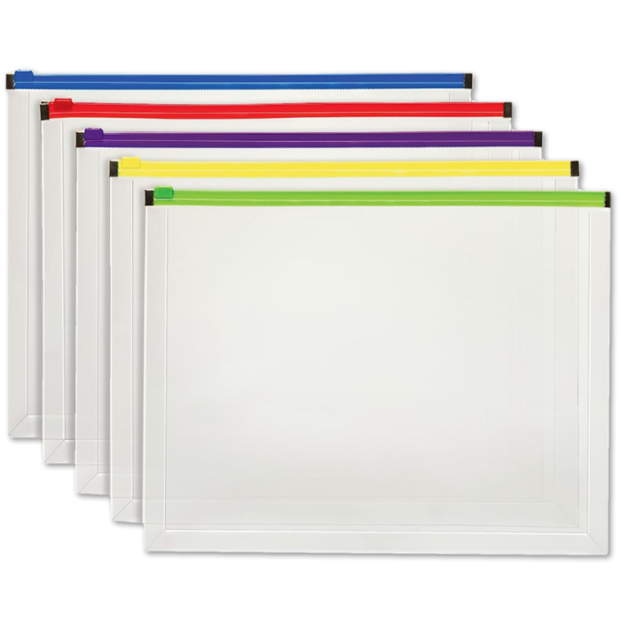 Letter Size Pendaflex Poly Zip Envelope (Pack of 5) Assorted