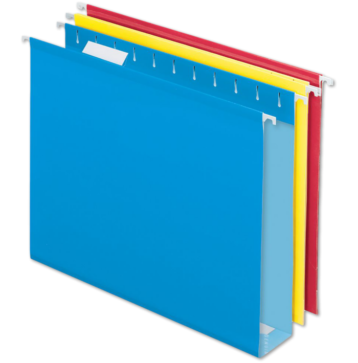 Letter Size Reinforced Box Bottom Hanging File (Pack of 12) Assorted