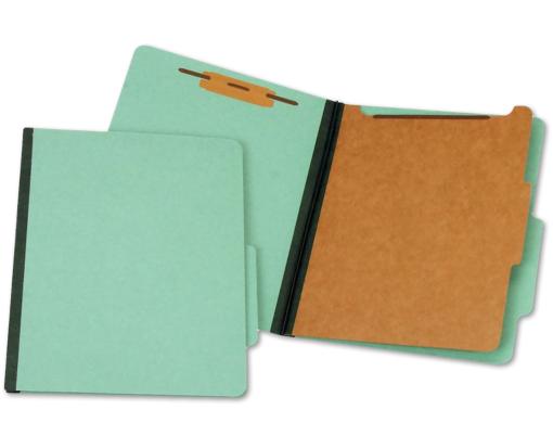 Letter Size Standard Classification Folder (2/5 Cut Tab) w/1 Divider & Bonded Fastener (Pack of 100) Green