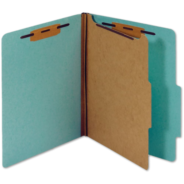 Letter Size Standard Classification Folder (2/5 Cut Tab) w/1 Divider & Bonded Fastener (Pack of 100) Light Blue