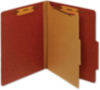 Letter Size Standard Classification Folder (2/5 Cut Tab) w/1 Divider & Bonded Fastener (Pack of 100) Red
