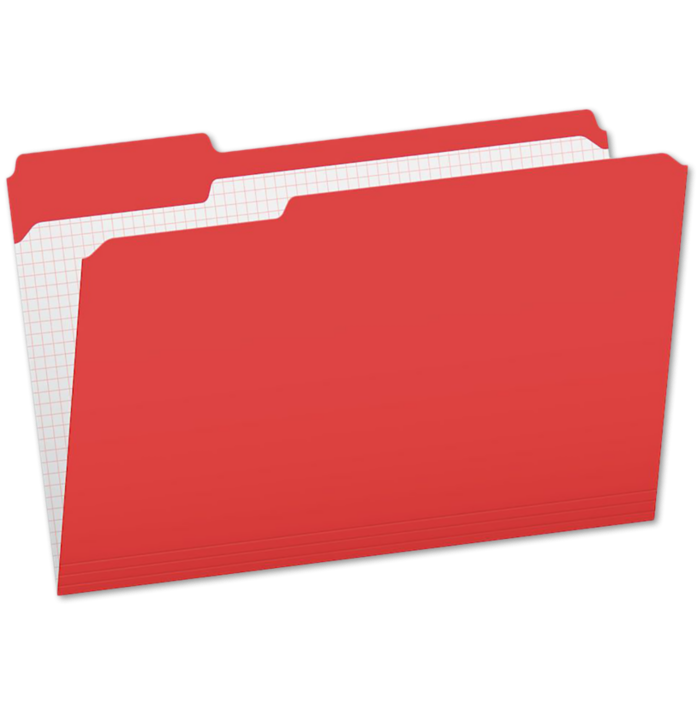 Pendaflex Letter Size (1/3 Cut) File Folder w/Interior Grid (Pack of 100) Red