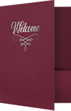 9 x 12 Welcome Folder Burgundy Linen - Silver Foil Flourish