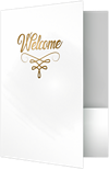 9 x 12 Welcome Folder White Gloss - Gold Foil Flourish