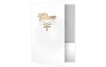 9 x 12 Welcome Folder White Gloss - Gold Foil Flourish