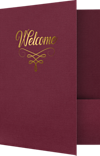 9 x 12 Welcome Folder Burgundy Linen - Gold Foil Flourish