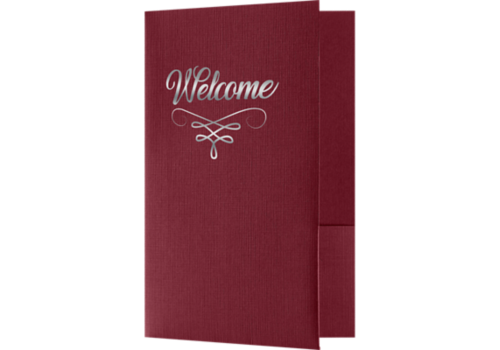 Two Pocket Design for 8 1/2 x 11 Papers 100lb Burgundy Linen with Gold Foil Design Paperwork 25 Pack LUXPaper Presentation Welcome Folders for Documents WEL-912-205-25 Inserts 