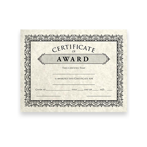 8 1/2 x 11 Certificates Pre-Printed