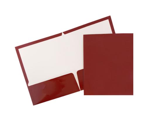 Two Pocket Glossy Presentation Folders (Pack of 6) Maroon